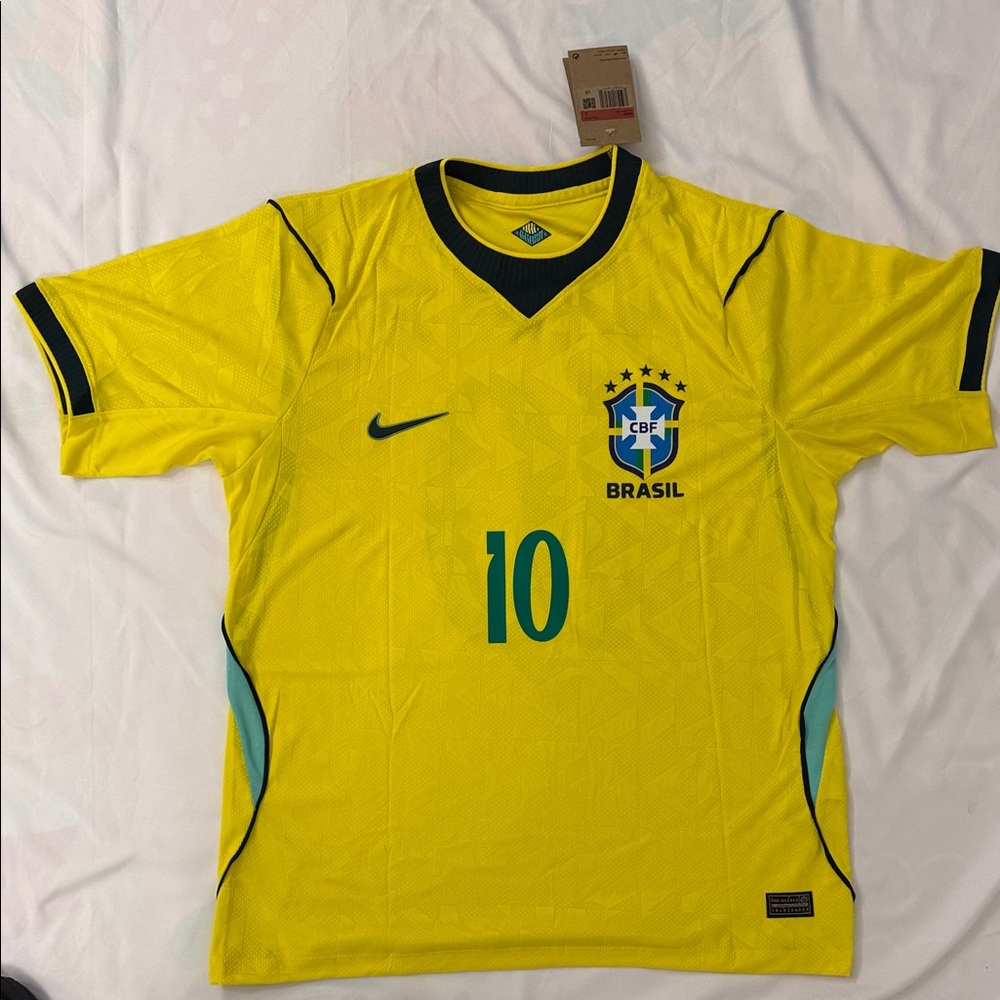 Nike Yellow Brazil Jersey with Blue Accents